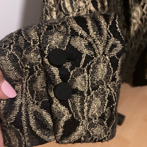 Stunning 7 FOR ALL MANKIND Metallic Jacquard blazer jacket in gold & black - Picture 9 of 15